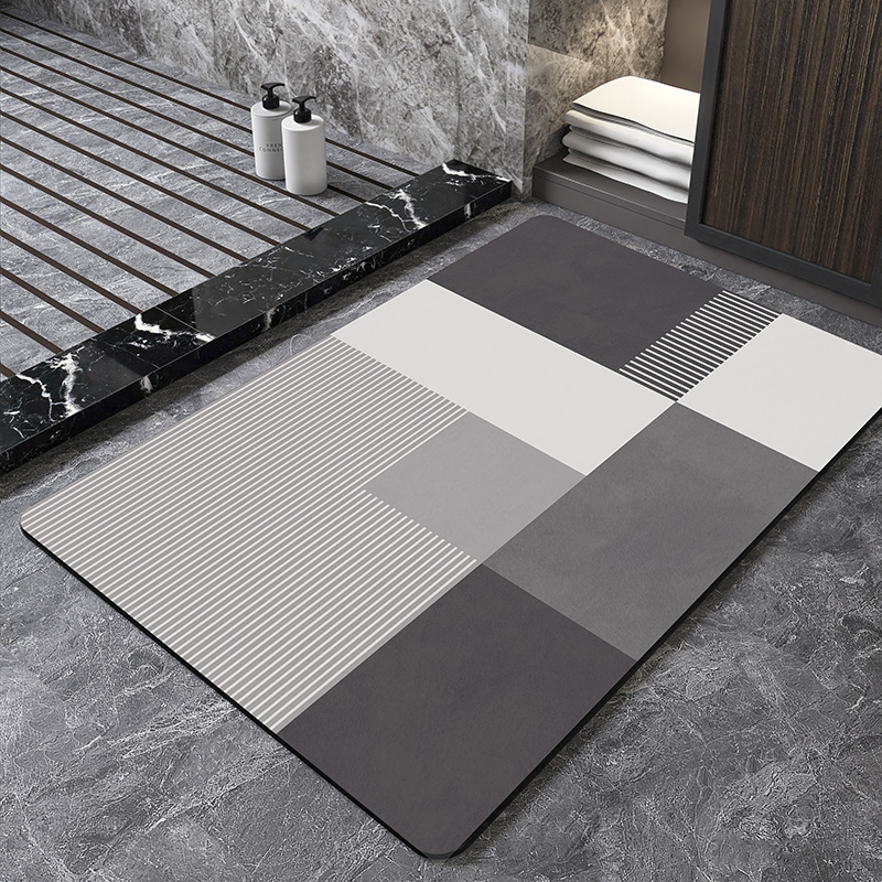 Bamboo Bath Mat - Keset Kamar Mandi Geometris Nordik dari